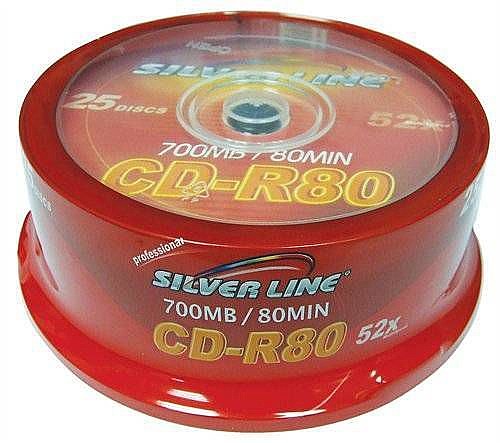 25 דיסקים לצריבה SilverLine CD-R80