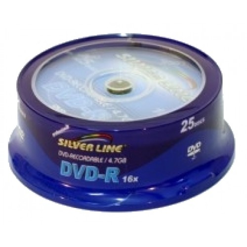 דיסק לצריבה 25 יחידות . SILVER LINE DVD-R 4.7GB