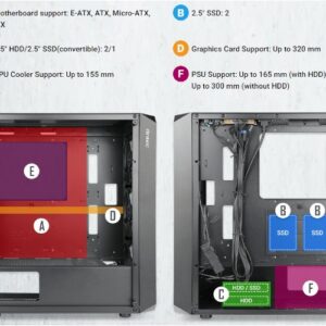 מארז Antec NX292 ARGB Mid Tower E-ATX MB 3X120MM ARGB SIDE GLASS