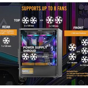 מארז Antec NX292 ARGB Mid Tower E-ATX MB 3X120MM ARGB SIDE GLASS