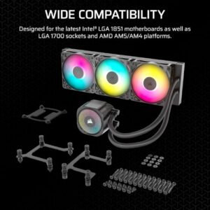 קירור נוזלי Corsair iCUE NAUTILUS 360 RS RGB Black 360mm AIO