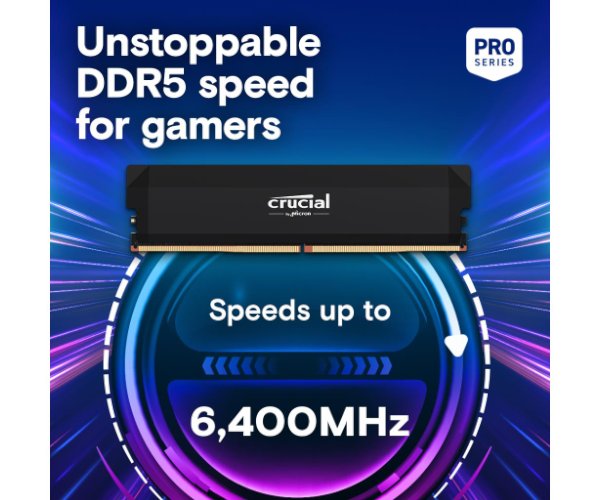 זכרון Crucial 32GB DDR5 Pro Overclocking 6400MHZ 1.35V C40 Black