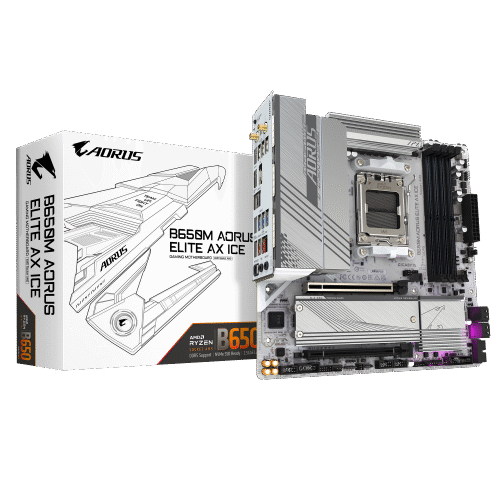 B650M-AORUS-ELITE-AX-ICE-01-4 לוח Gigabyte B650M A ELITE AX ICE ATX AM5 WIFI BT PCIE5.0 White