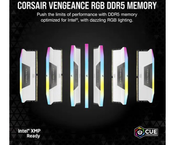 זכרון לנייח CORSAIR Vengeance RGB 32GB 2x16GB DDR5 5600 C40 White