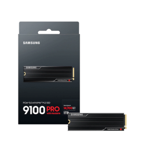 דיסק פנימי Samsung 9100 PRO W/Heatsink 1TB Gen5 M.2 NVME 2.0