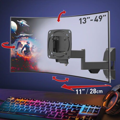 דגם E140 - זרוע ברקן תנועה מלאה למסכי טלוויזיה ולמסכי מחשב 13-49 אינץ'