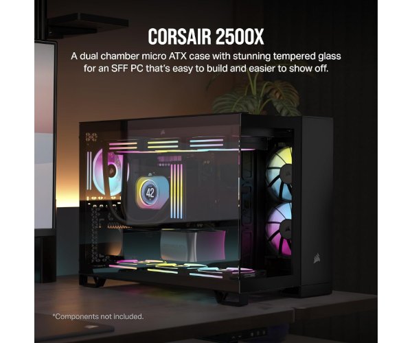 מארז Corsair 2500X Mini-Tower mATX Tempered Glass NO FANS
