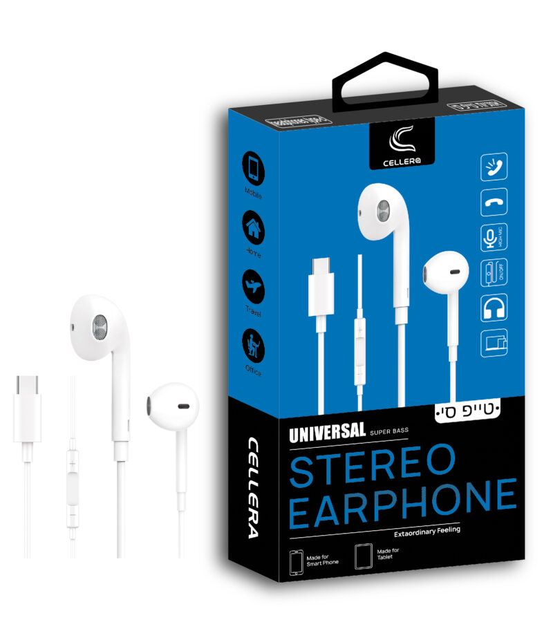 אוזניות טייפ סי CELLERA