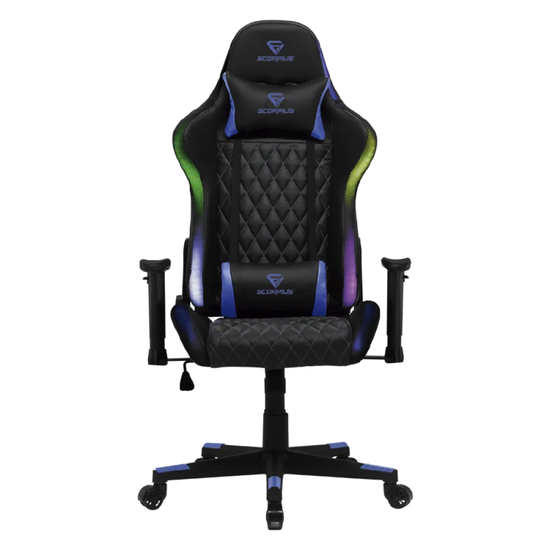 מושב גיימינג עם תאורה RGB ושלט SCORPIUS LIGHTNING BLUE