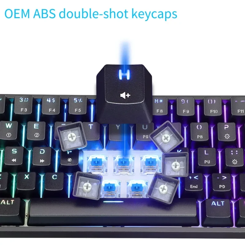 מקדלת מכנית גיימיניג K61 סוויצים כחולים כולל עברית