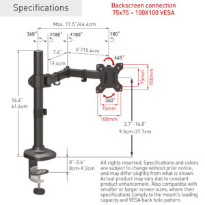 דגם CM121-E81 - מארז משתלם: זרוע למסך מחשב ומדף עליון למדיה