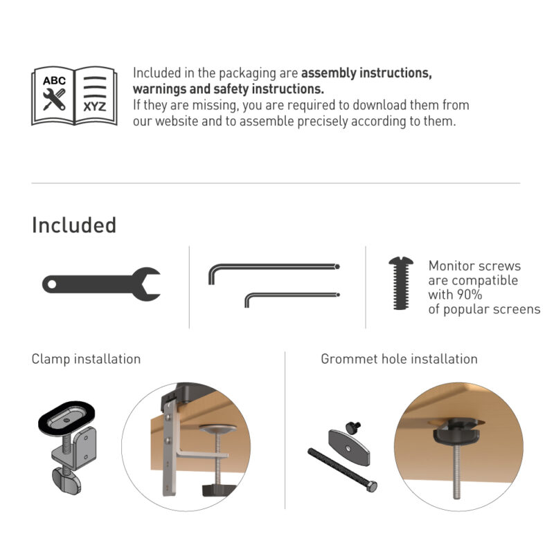 דגם CM121-E81 - מארז משתלם: זרוע למסך מחשב ומדף עליון למדיה