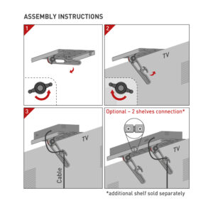 דגם CM121-E81 - מארז משתלם: זרוע למסך מחשב ומדף עליון למדיה
