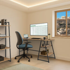 דגם שגיא - שולחן למידה ועבודה ברקן ברוחב 140 ס"מ + 2 מדפים