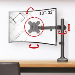 דגם CM121-E81 - מארז משתלם: זרוע למסך מחשב ומדף עליון למדיה