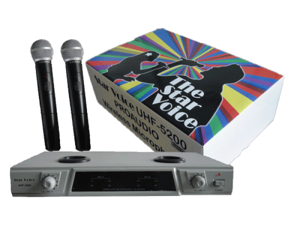 סט מיקרופונים אלחוטי נטען STAR VOICE UHF-5200