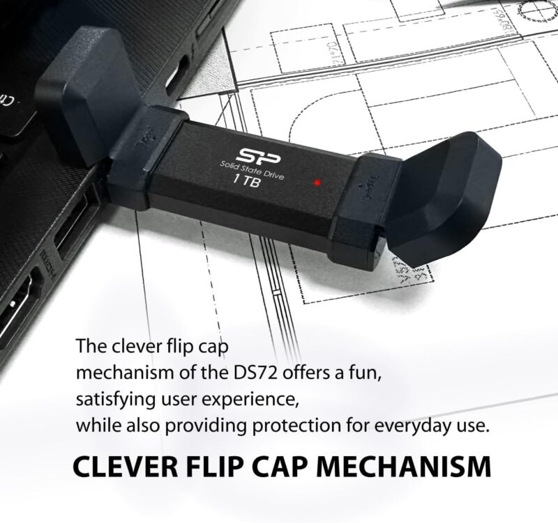 Silicon Power 1TB DS72 Portable USB 3.2 Gen 2 Type-C/Type-A SSD Flash Drive (Black), SP001TBUC3S72V1K