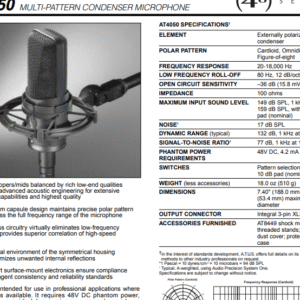 מיקרופון קונדנסנר אודיו טכניקה-AT4050