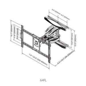 זרוע 4 תנועות דגם למסכים עד "90