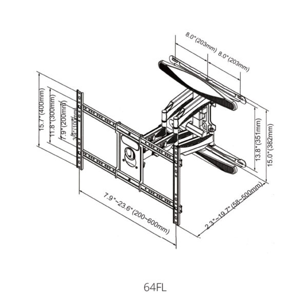 זרוע 4 תנועות דגם למסכים עד "90