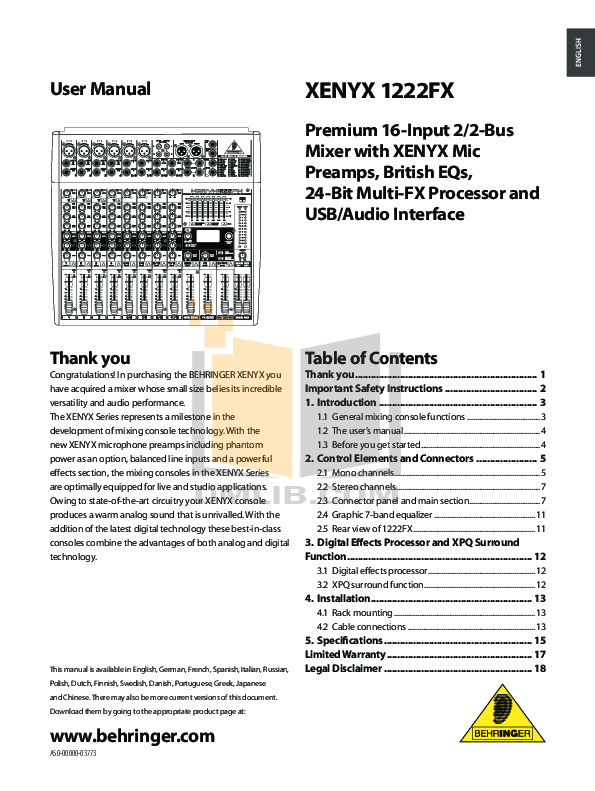 ‏מיקסר Behringer Xenyx 1222FX