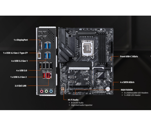לוח אם Gigabyte Z890 D PLUS ATX DDR5 2.5GB Lan PCIE5.0