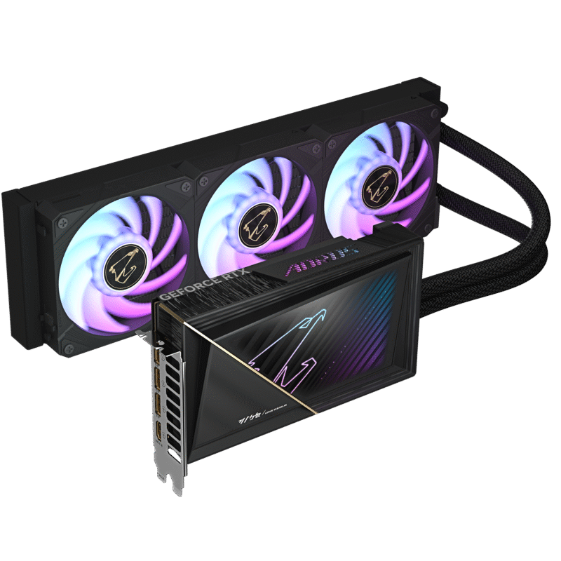 כ.מסך AORUS GeForce RTX 5080 XTREME WATERFORCE 16G 360MM RADIATOR