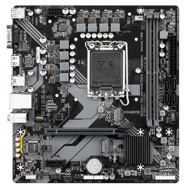 לוח למעבדי אינטל Gigabyte B760M H DDR4 Micro Atx LGA1700