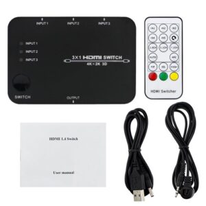 HDMI SWITCH X3 with remote control and button